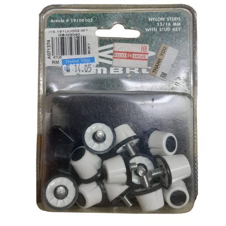 Umbro Nylon Studs 13/16mm with Stud Key (White/Black)